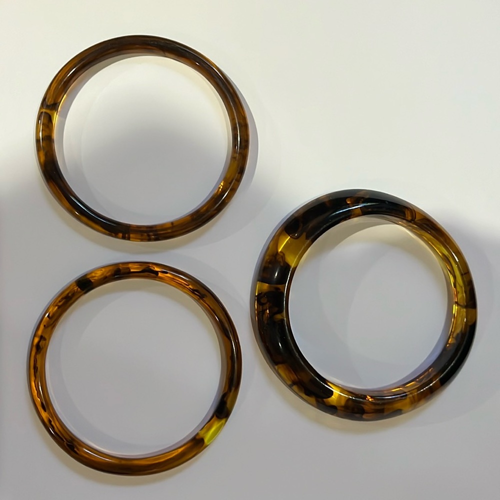 Rara Avis By Iris Apfel Tortoise Color Mottled Brown 3 Piece Bangle Bracelet Set